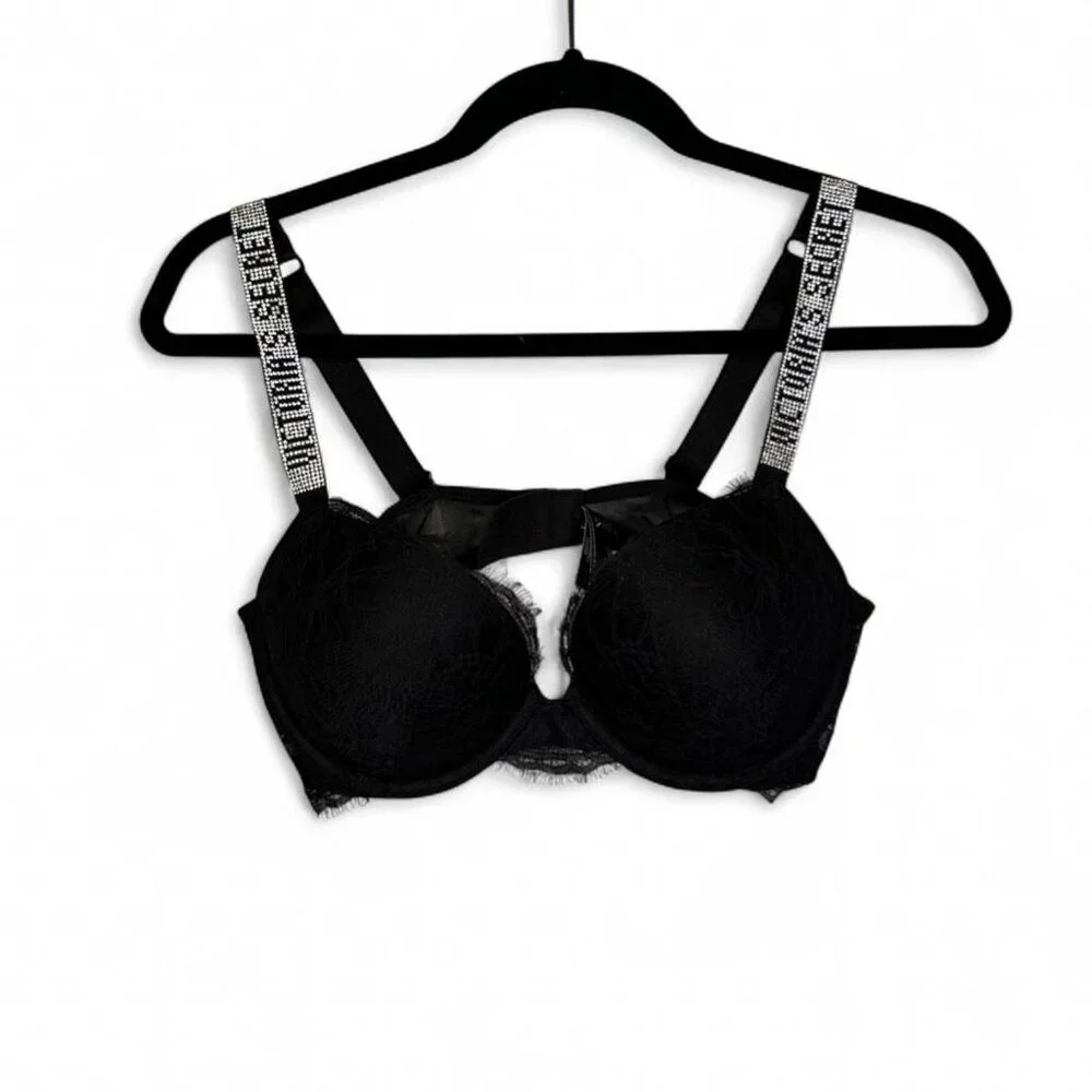 Victoria's Secret Black Push-up Shine Strap Lace Bra - Picture 5 of 6
